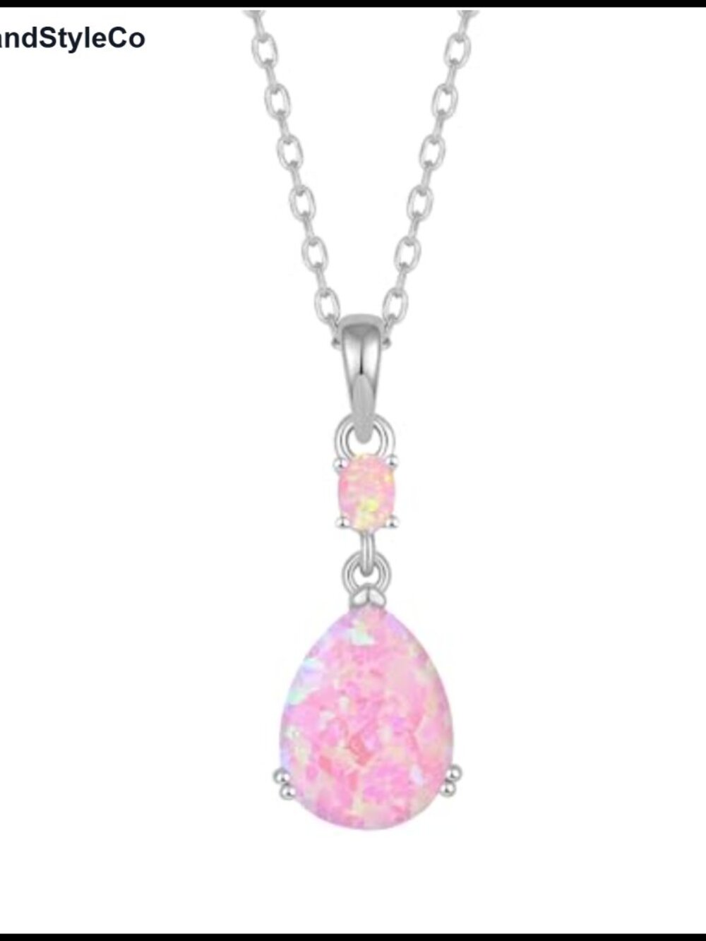 Teardrop Opal Necklace for Women Silver Plated Pendant Jewelry Gift